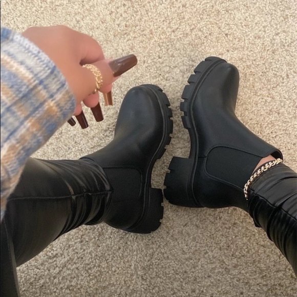 Shoes - Women's Black Chelsea Combat Boots